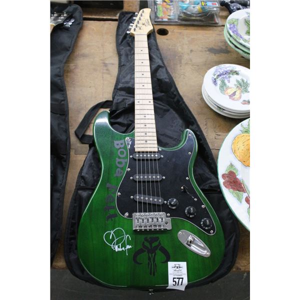 Glarry Boba Fett Electric Guitar Autographed w/Case