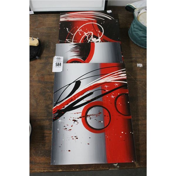 Abstract Oil On Canvas 4 Pc. Wall Art