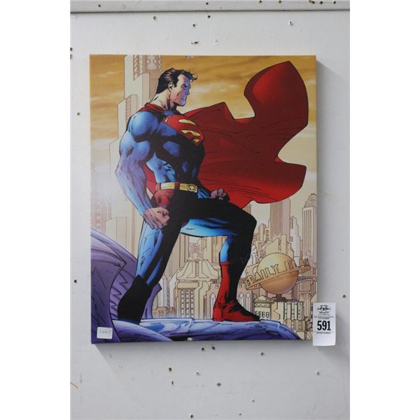 Oil On Canvas Superman on Daily Planet Wall Art - 15"  X  20"