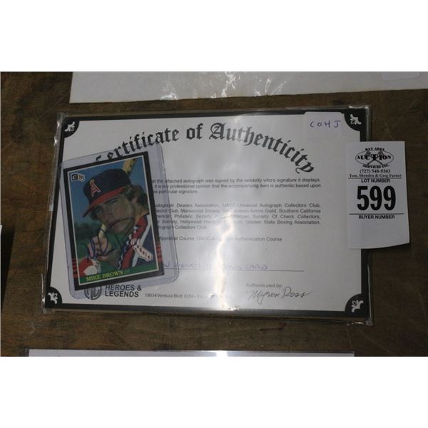 Mike Brown Autographed Sports Trading Card w/COA