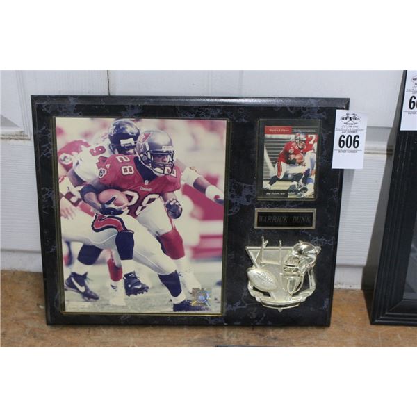 Warrick Dunn TB Bucs Photo Memorabilia on Plaque