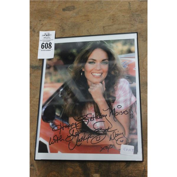 Katherine Blake Daisy Duke Autographed Photo on General Lee