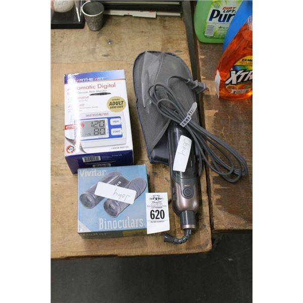 BP Monitor, Binoculars, Hair Straightener