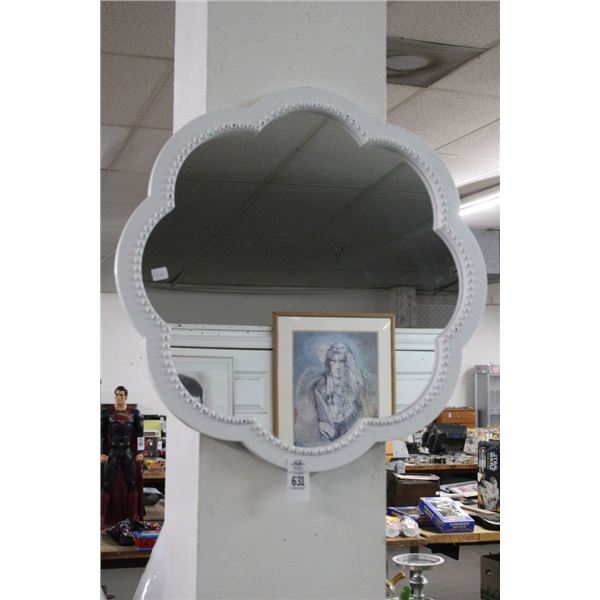 White Scalloped Framed Mirror - No Shipping