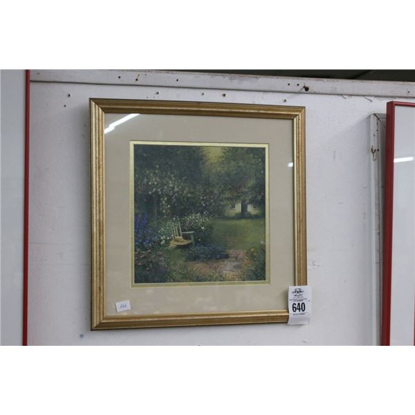 Framed Floral Garden Scene - 15"  X  15"