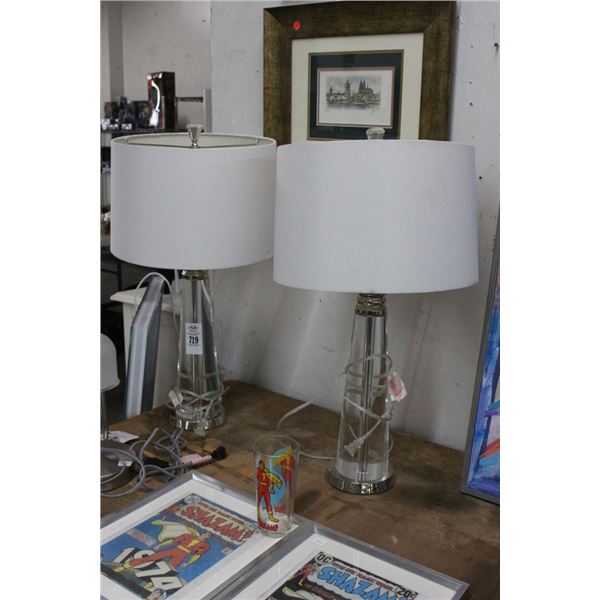 Contemporary Lucite Lamps - Pair