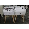 Image 1 : White Laquer Footed Contemporary Electrified Nightstands - Pair