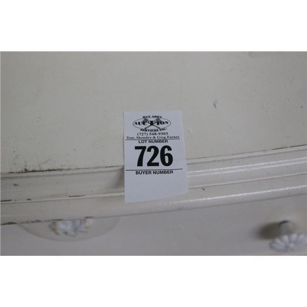 White High Boy High Drawer Dresser 3/4, Mirror Drawer - Needs Repair