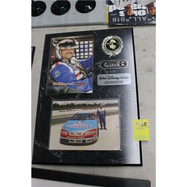 Richard Petty Photo Racing Memorabilia on Plaque
