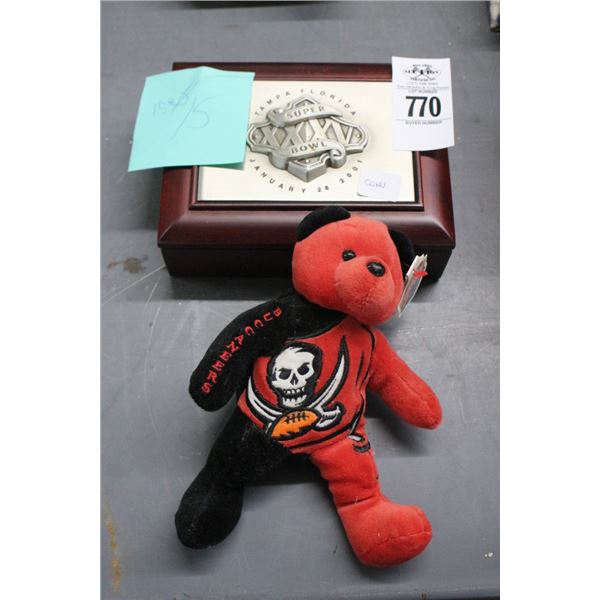 Super Bowl 35 Keepsake Box, TB Bucs Plush Bear