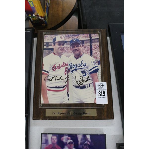 Cal Ripkin Jr./George Brett Autographed Photo on Plaque w/COA