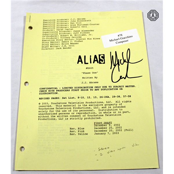 Alias Authentic Partial Script Signed by Michael Giacchino (Very Rare)!