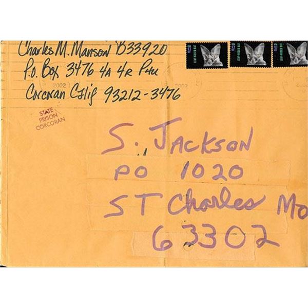 Cult Leader Charles Manson Signed Envelope