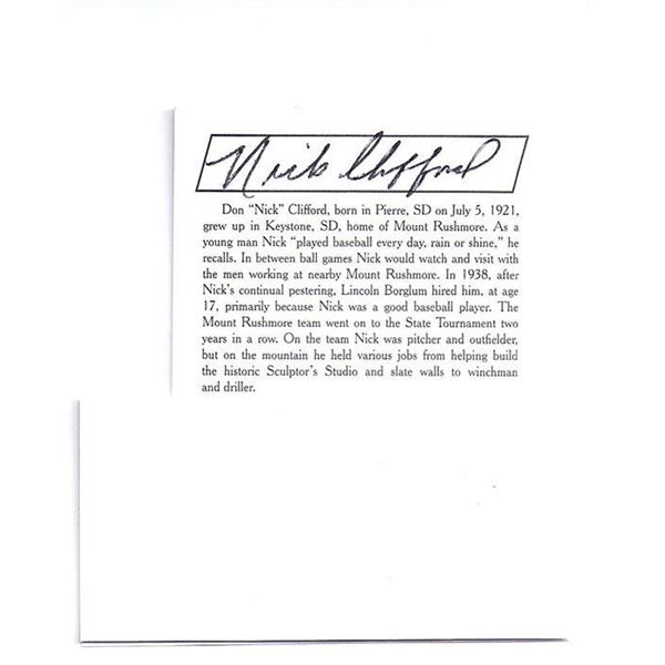 Mount Rushmore Carver Don Clifford signed photo