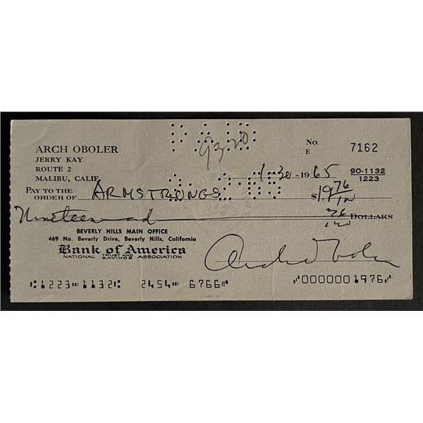 Bwana Devil Writer Arch Oboler signed check