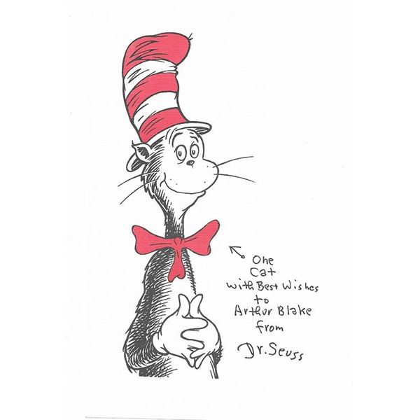 Dr. Seuss Theodore Geisel Cat In The Hat Signed Artwork