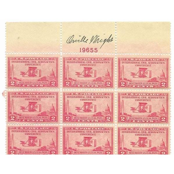 Orville Wright Signed Stamp Block