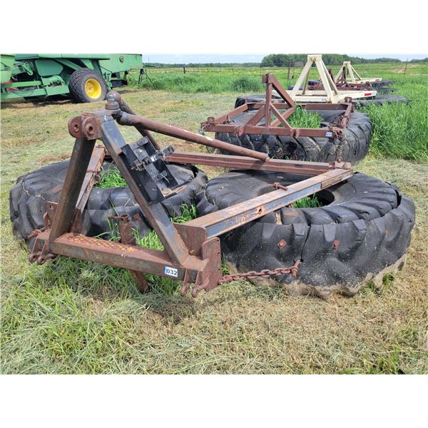 Ice Drags, 3 pt hitch attach., double small tires, 23.5/25, 20 ply tubeless tires. Located at 23012