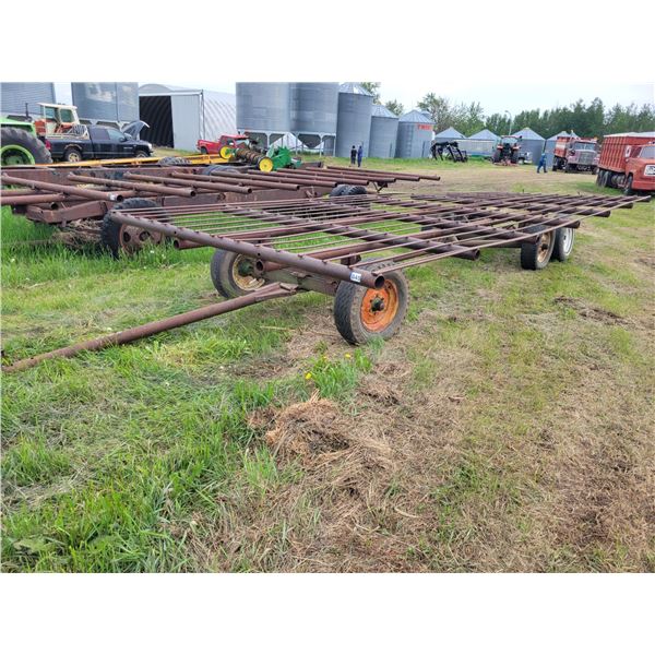 Homemade bale wagon frame, 25 ft, Located at 23012 Twp 604, North West of Thorhild. Viewing is July