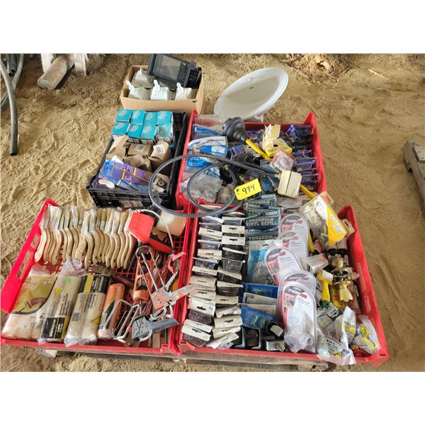 Qty of painting supplies, brushes, lanterns, sink lanterns, misc. peg board hooks, screw anchors and