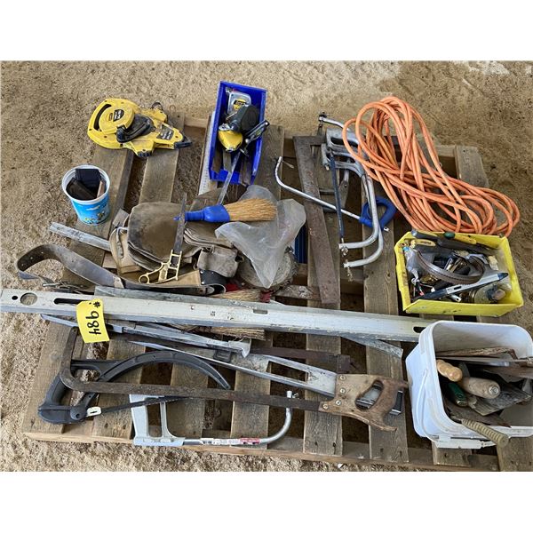 Qty of levellers, hacksaw, tape measures, putty knives.   Located at 23012 Twp 604, North West of Th