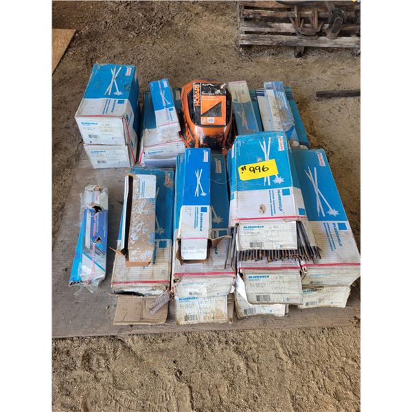 Qty of welding rods-various sizes, and welding helmet.   Located at 23012 Twp 604, North West of Tho
