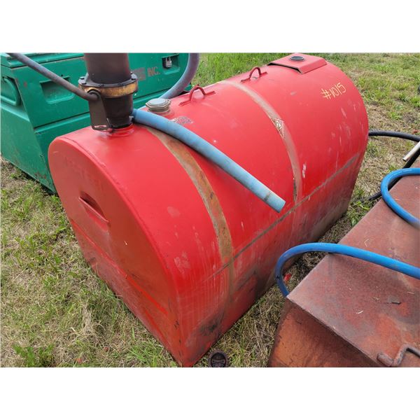 Fuel tank with hand pump. Approx 48" x 32".   Located at 23012 Twp 604, North West of Thorhild. PH G
