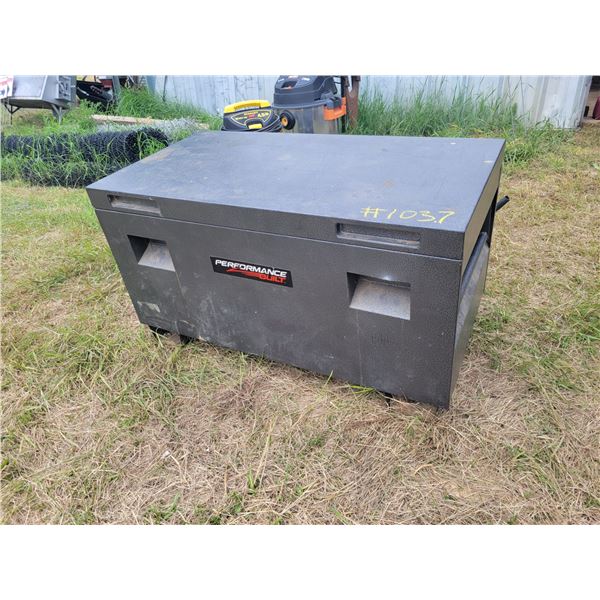 Performance steel grey Job box, approx. 44 inches L x 23 Inches Deep x 21 inches H. Located at 23012