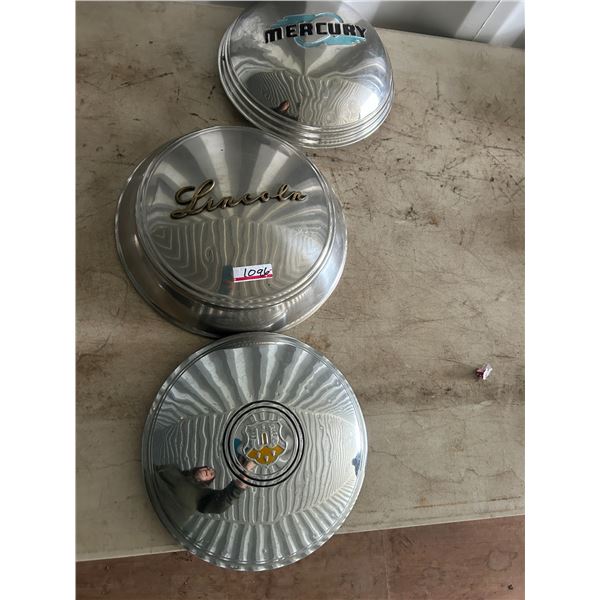 3 Hubcaps- Mercury, Lincoln etc Selling all together