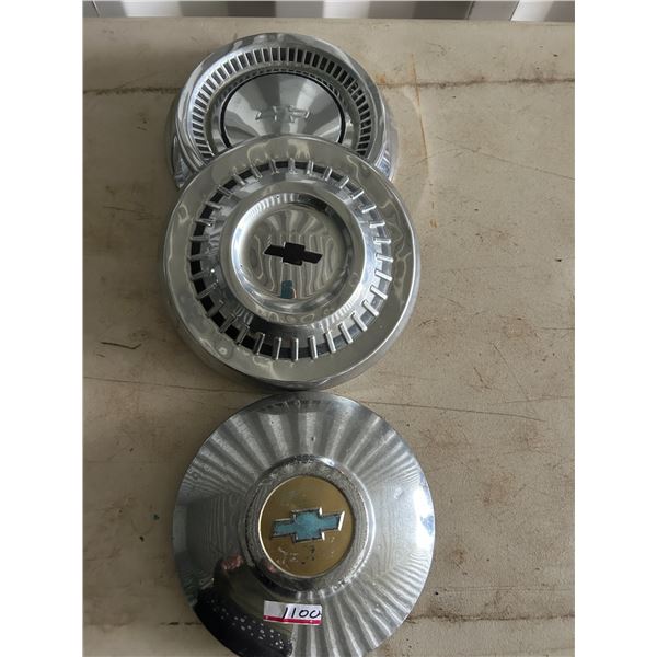3 Chev Hubcaps, selling together