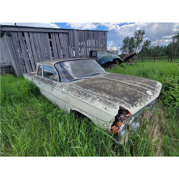 1962 Chev Biscayne 2dr car, for restoration or parts.   Located at 23012 Twp 604, North West of Thor