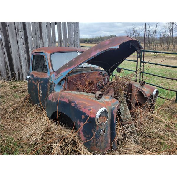 GMC cab, no motor, unknown year, for restoration or parts,   Located at 23012 Twp 604, North West of