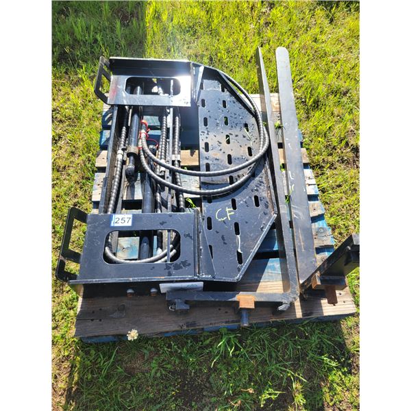 Set of new hyd skidsteer fork attachment, 60 inch forks.