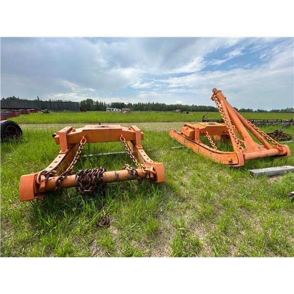 2 -10ft steel frame sleighs, complete w/bunks & long tow chains