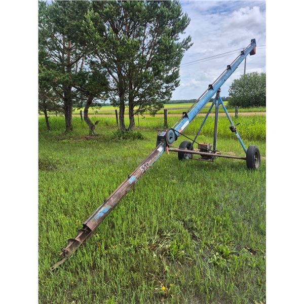 6 Inch blue auger c/w 8 HP, motor has not run for years