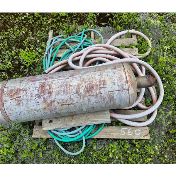 100 pd propane tank, garden hose, air hose etc.
