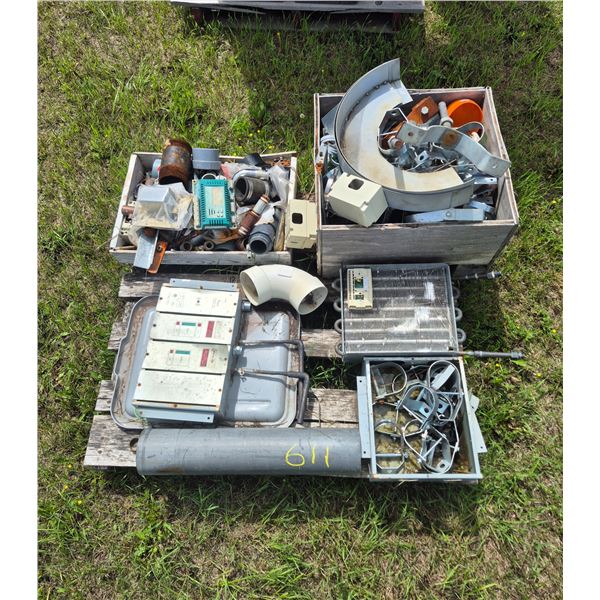 Large qty of stainless brackets, valves, cooler elec., by the pallet