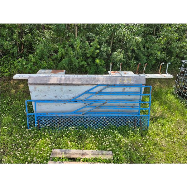 2- 8ft blue metal truck sides c/w 8ft wood shelf