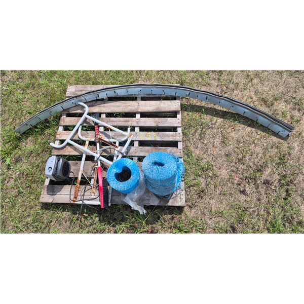 2 rolls of twine, table legs, heater, grain bin parts