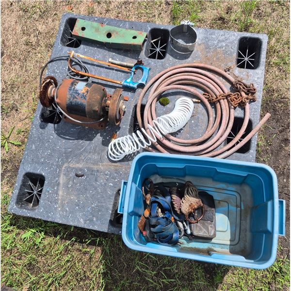 Cinch, 2 7/8' ball, misc. tools, hose etc.