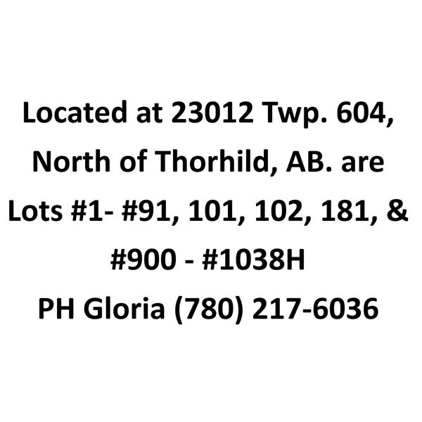 Located at 23012 Twp. 604 are Lots #1- #91, 101, 102,  181, #900 - #1038H