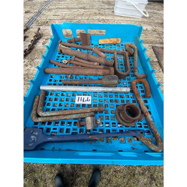 Crate of pins, bolts, etc