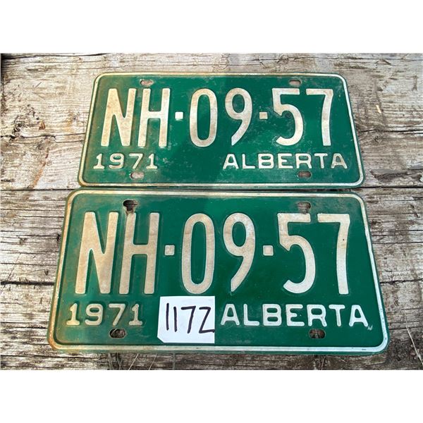 2 green 1971 plates, selling together