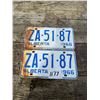 Image 1 : 2 white 1966 license plates