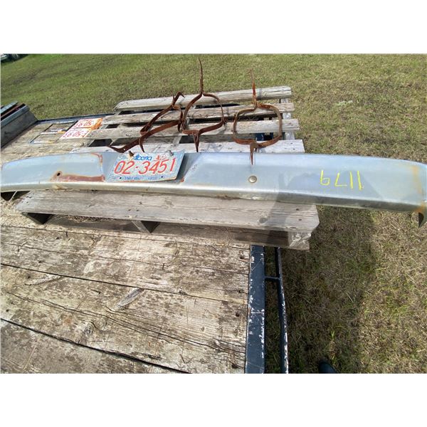 Old chrome front bumper & 3 cow pokes