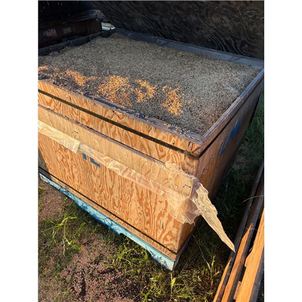 Approx. 3 ft. x 4 ft. wood crate c/w approx. 5 year old oats, Would like the crate back.