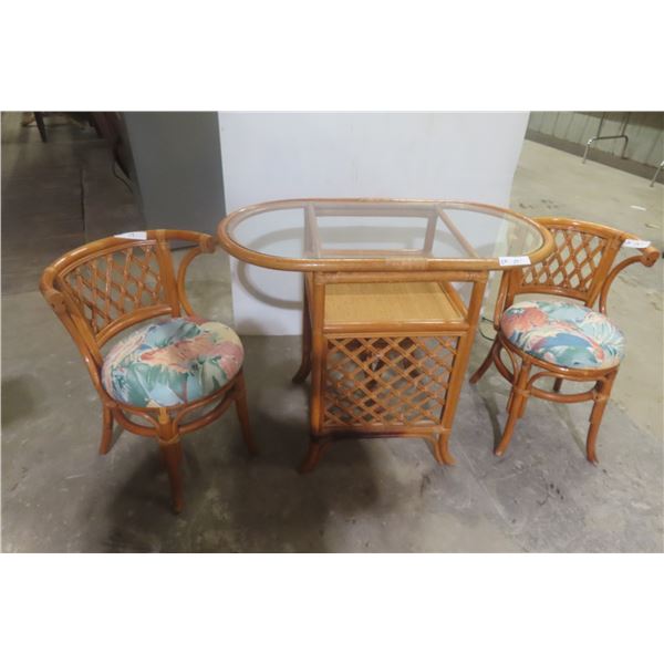 Wicker Bristol Table – 30" x 39" x 20" with 2 Chairs