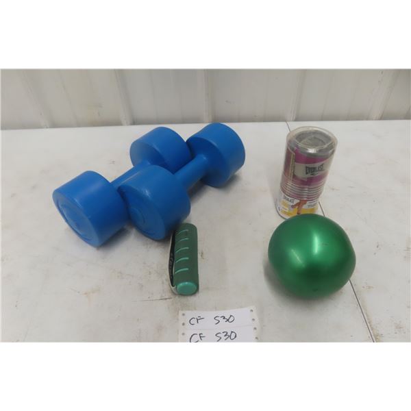 Dumbbells, Ankle Weights and 3 Pound Ball