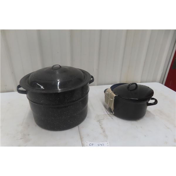 Canner, Enamel Pot and Basket, Appears New