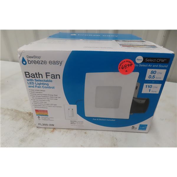 New Bath Fan with LED Lighting and Fan Control